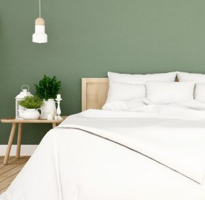 quarto com parede verde