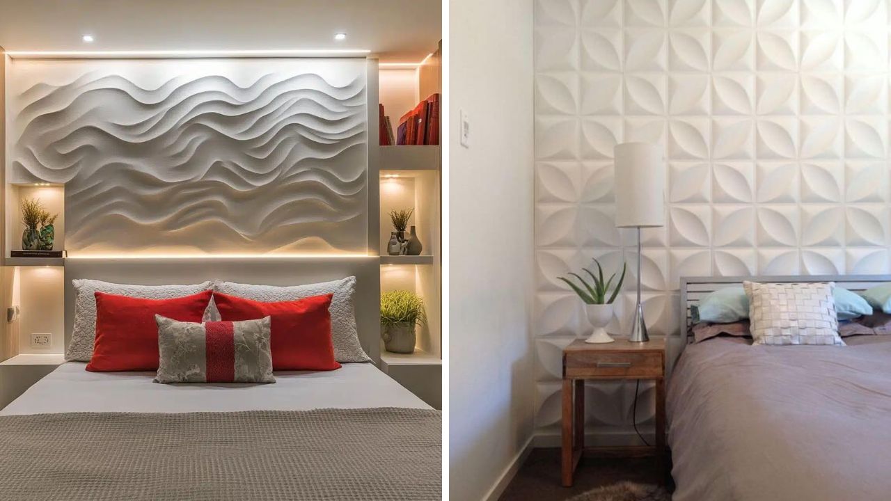 paredes com estrutura de gesso na cabeceira