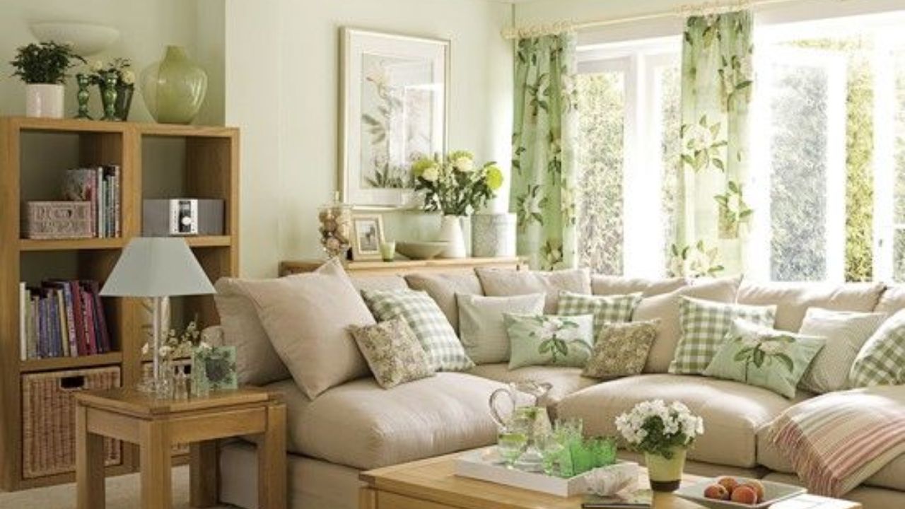 combinação de verde-claro e creme