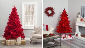 árvore de natal vermelha tendência 2024