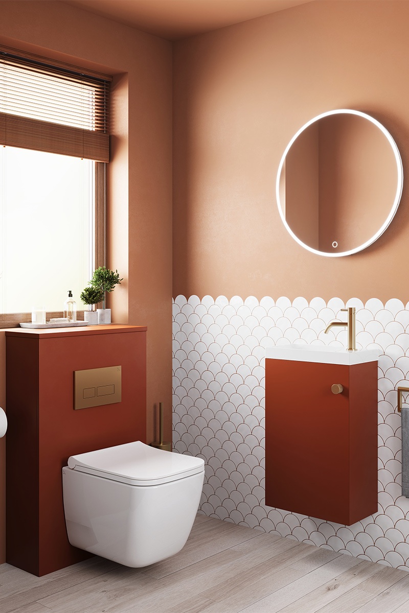 banheiro com cor terracota