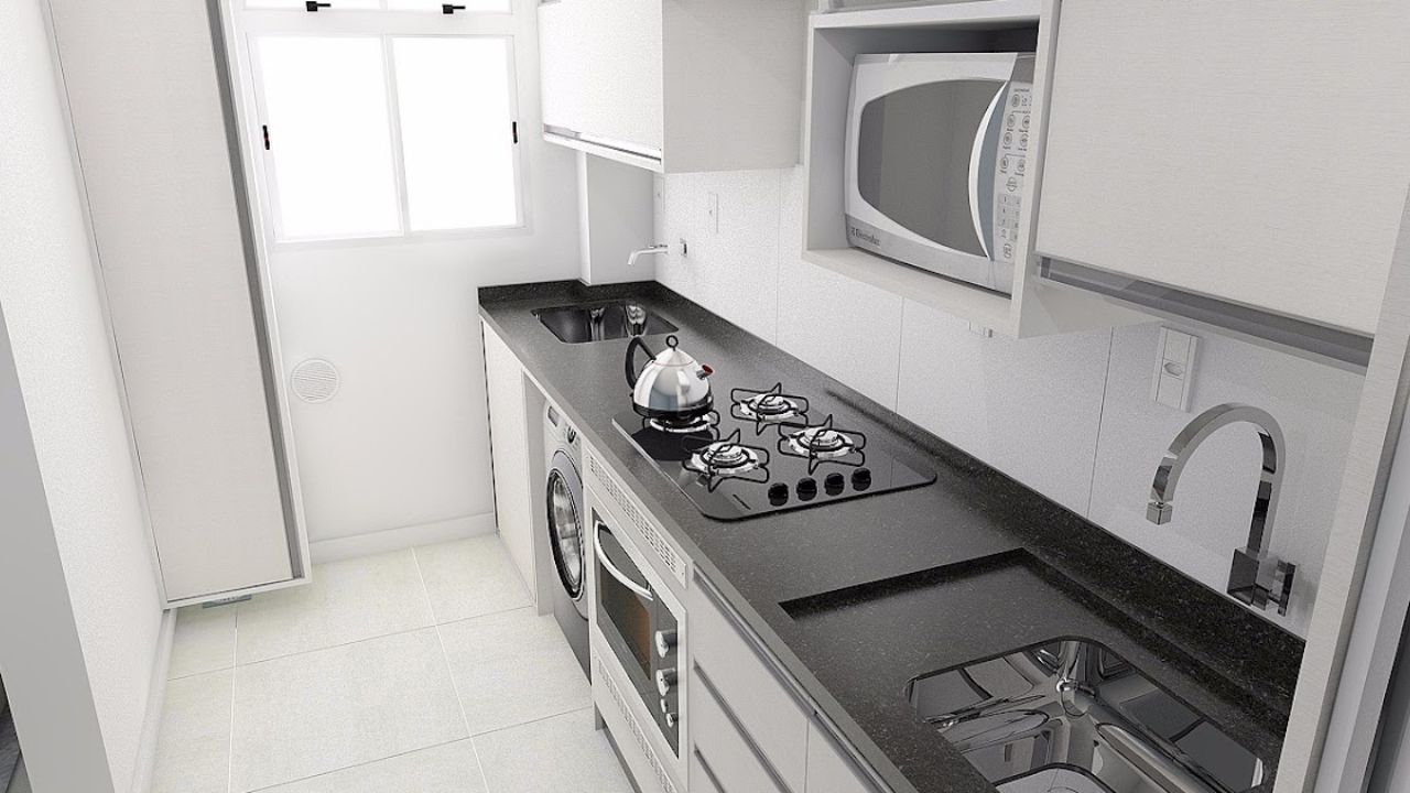 bancada contínua em cozinha