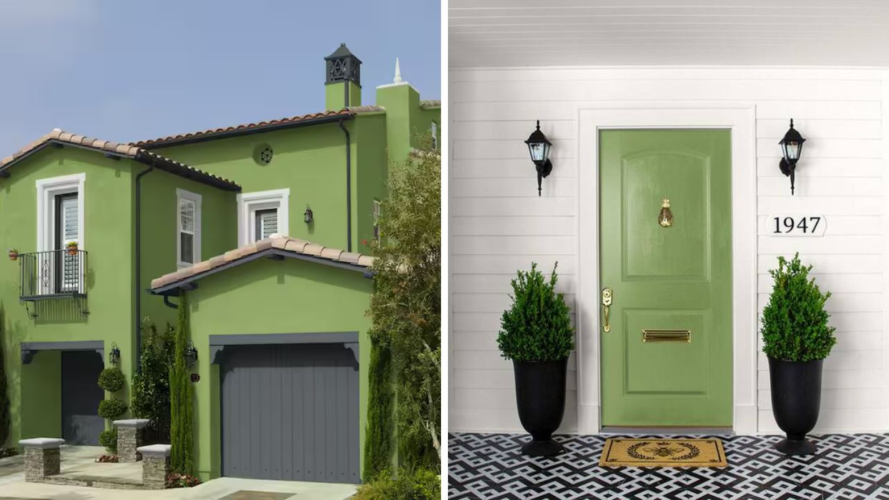 cor verde bambu em entrada de casa