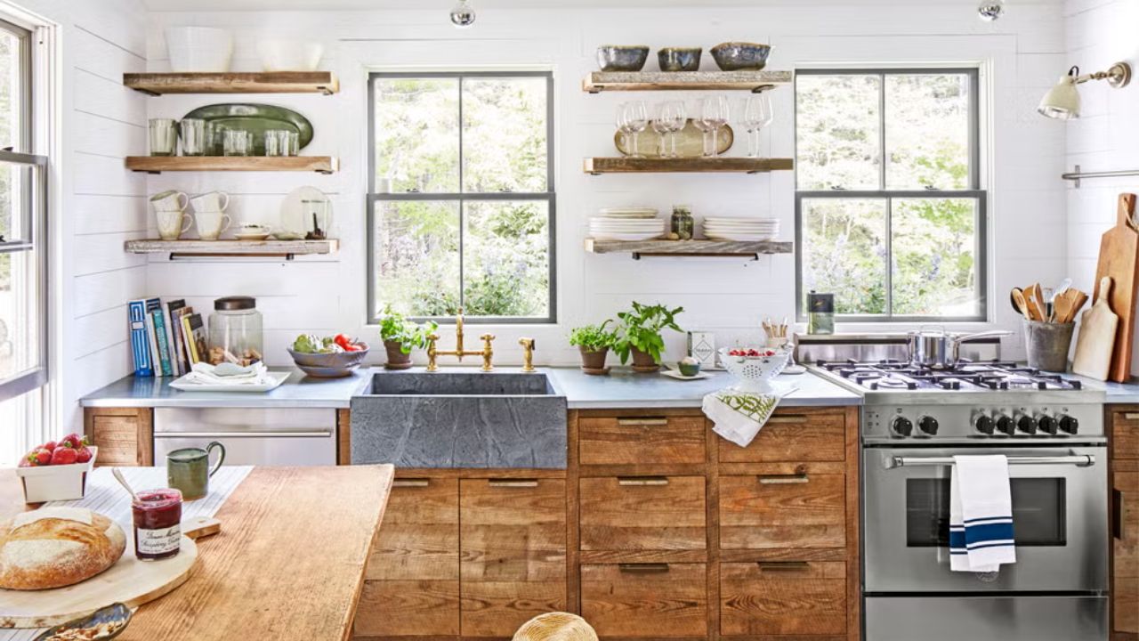 cozinha com aspecto rústico