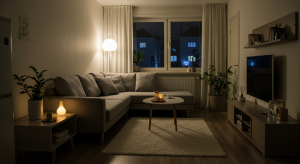 Sala de estar com iluminação