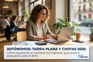 Mulher trabalhando em café sobre finanças 2026