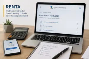 Campanha de Renda 2023 com notebook, celular e calculadora