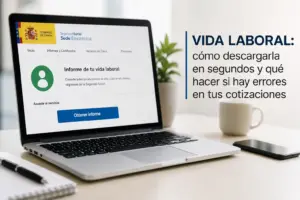 Laptop exibindo site Vida Laboral da Segurança Social espanhola
